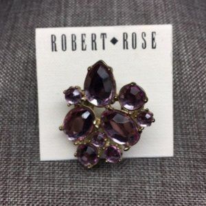 Robert Rose Bling Ring Stretch Gold Pale Pink Chunky Statement Glam Drag Retro